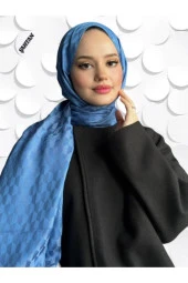 Koza Desen Mavi Pamuk'lu Jakar Şal thumbnail 2