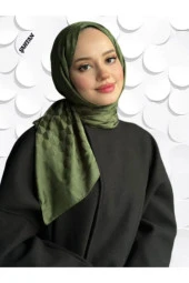 Koza Desen Haki Pamuk'lu Jakar Şal thumbnail 4