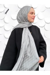 Koza Desen Gri Pamuk'lu Jakar Şal thumbnail 3