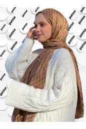 Koza Desen Açık Kahve Pamuk'lu Jakar Şal - 1