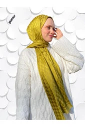 Koza Desen Yağ Yeşili Pamuk'lu Jakar Şal thumbnail 3