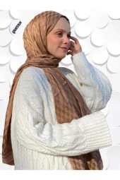 Koza Desen Açık Kahve Pamuk'lu Jakar Şal - 4