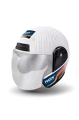 Ucuz Belgesiz Motosiklet Motorcu Yarım Kask Beyaz - 1