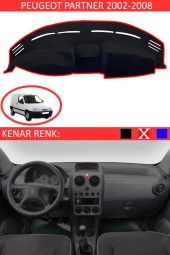 GUERRINO Torpido Koruma Halısı Siyah Kenar Renk Kırmızı Peugeot Partner 2002-2008 ile Uyumlu thumbnail 1