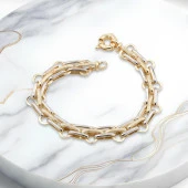 TH5157 Altın Model 925 Ayar Gümüş Hallow Bileklik thumbnail 1