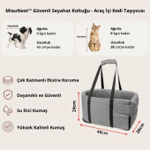 Xpermate MiauNest Kedi Taşıma Çantası Kedi Seyahat Çantası Araba içi Yatak ve Kedi Çantası Gri - 3