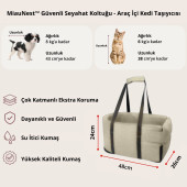 Xpermate MiauNest Kedi Taşıma Çantası Kedi Seyahat Çantası Araba içi Yatak ve Kedi Çantası Bej - 3