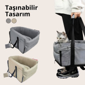 Xpermate MiauNest Kedi Taşıma Çantası Kedi Seyahat Çantası Araba içi Yatak ve Kedi Çantası Bej - 5