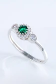 Minera Serisi Zirkon Yeşim Taşlı Yuvarlak Gümüş Kadın Yüzük - 4