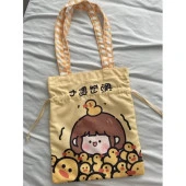 Duck Girl Sarı Büzgülü Bez Çanta - 2