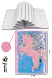 Unicorn Simli Peluş Çizgili Defter 1 Adet Hatıra ve Günlük Defteri Peluş Ponponlu Defter A5 80 Yaprak - 2