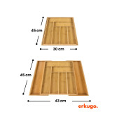 Bambu Ayarlanabilir (BÜYÜK BOY) Çekmece Içi Ölçü Ayarlı Kaşıklık 6-8 Bölmeli, Organizer - 4