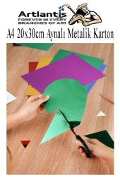 Metalik Aynalı Fon Kartonu 10 Renk 35x50 cm 1 Paket Okul Sınıf Dekoratif Pırıltılı Folyo Kağıt - 5