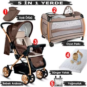 Baby Home 760 Gold Çift Yönlü Bebek Arabası Ve Nanny Bebek Oyun Parkı Yatak Beşik - 1