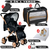 Baby Home 760 Gold Çift Yönlü Bebek Arabası Ve Nanny Bebek Oyun Parkı Yatak Beşik - 2