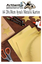 Metalik Aynalı Fon Kartonu 10 Renk 50x70 cm 1 Paket Okul Sınıf Dekoratif Pırıltılı Folyo Kağıt - 3