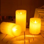 VIP KALİTE 3 ADET BÜYÜK ORTA KÜÇÜK  TİTREK YANAN MUM SALLANAN MUM LED IŞIKLI MUM PİLLİ MUM LED MUM thumbnail 2