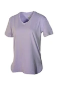 Kadın V Yaka Basic Lila T-Shirt - 1