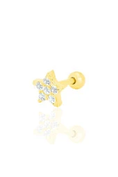 Gümüş altın yaldızlı zirkon taşlı yıldız Tragus helix Piercing küpe SGTL12422GOLD - 1