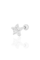 Gümüş rodyumlu zirkon taşlı yıldız Tragus helix Piercing küpe SGTL12422RODAJ - 1