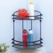 Tekno Tel 2 Katlı Köşelik Banyo Rafı Şampuanlık Siyah LM-008 - 2