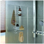 Tekno Tel LM-065 Asmalı 2 Katlı Düz Banyo Duşakabin Rafı Krom - 3