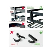 Tekno Tel ST-281 Yapışkanlı Kancalı 2 Adet Düz Banyo Rafı Siyah - 3