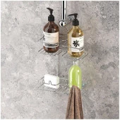 Tekno Tel BK-067 Asmalı 2 Katlı Düz Banyo Duş Rafı Krom - 1