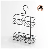 Tekno Tel BK-067 Asmalı 2 Katlı Düz Banyo Duş Rafı Siyah - 3