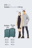 Spring Model Haki Renk 2'li Valiz Seti Kabin + Orta thumbnail 6