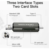 Vention Type C ve Usb Kart Okuyucu 3.0 SD TF Multi Kart Okuyucu 8690001031251 - 4