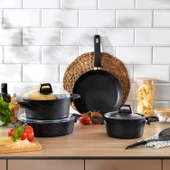 Schafer Black Stone Tencere Seti 7 Parça-Siyah - 1