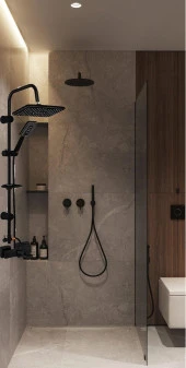 AR Pinus Banyo Tepe Duş Seti Dikdörtgen Duş Takımı Mat Siyah Renkli 102158024 - 3