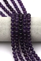 Ametist AB Kalite Doğal Taş Dizi 8 mm Küre Kesim thumbnail 1