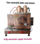 2 Demlikli Bakır Çay Ocağı Tuğra Model 2 Gözlü Bakır Çay Kazanı Elektrik + Tüplü Bakır Çay Semaveri Ets Sistemli - 1