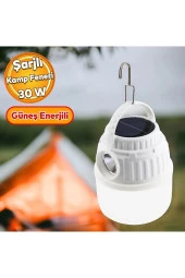 30w 4 Modlu Güneş Enerjili Solar Aydınlatma Kamp Çadır Lambası Ampül Led Şarjlı Işıldak El Feneri - 1