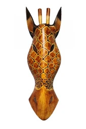 Ahşap Zürafa Mask 50 cm Duvar Dekoru - 6
