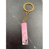 I Harfi Pembe Renk Epoksi ve Deniz Kabuğu Kırığı Süslemeli Gold Halka Anahtarlık El Yapımı Hediyelik - 1