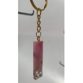 I Harfi Pembe Renk Epoksi ve Deniz Kabuğu Kırığı Süslemeli Gold Halka Anahtarlık El Yapımı Hediyelik - 3