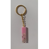 I Harfi Pembe Renk Epoksi ve Deniz Kabuğu Kırığı Süslemeli Gold Halka Anahtarlık El Yapımı Hediyelik - 5