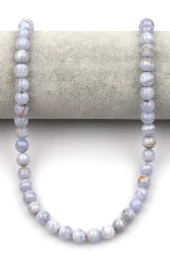 Mavi Kalsedon Doğal Taş Dizi 8 mm Küre Kesim thumbnail 2