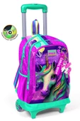 Coral High Işıklı Tekerlekli Pembe Su Yeşili Unicorn Çekçek Okul Çantası - Kız Çocuk thumbnail 1