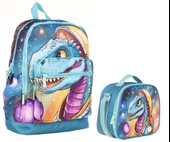 Kaukko İlkokul Sırt Çantası ve Beslenme Çantası Seti - Turkuaz Dinazor - Erkek Çocuk thumbnail 1