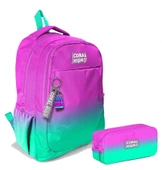 Coral High Kız Çocuk Pembe Su Yeşili Renk Geçişli İlkokul ve Ortaokul Sırt Çantası ve Kalemlik Seti thumbnail 1