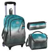 Coral High Turkuaz Gri Batik Üçlü Çekçek Işıklı Tekerlekli Çanta Seti - Erkek Çocuk thumbnail 1