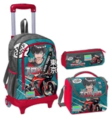 Coral High Gri Nefti Anime Motorsiklet Üçlü Çekçek Işıklı Tekerlekli Çanta Seti - Erkek Çocuk thumbnail 1