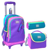 Coral High Pembe Pastel Renkli Üçlü Çekçek Işıklı Tekerlekli Çanta Seti - Kız Çocuk thumbnail 1