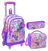 Coral High Pembe Mor Fashion Girl Üçlü Çekçek Işıklı Tekerlekli Çanta Seti - Kız Çocuk thumbnail 1