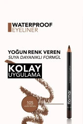 Suya Dayanıklı Mat Göz Kalemi (KAHVE) - Waterproof Eyeliner - 105 Warm Brown - 8690604109050 - 5