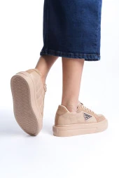 PRAG Bağcıklı Ortopedik Taban Desenli Kadın Sneaker Ayakkabı TT Ten - 5